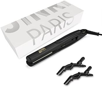 JINRI 0.9" Titanium Hair Straightener, Small Lightweight & Portable Flat Iron for Short Hair, Dual Voltage Straightening Iron, Travel Size, Black