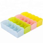 Entisia Multipurpose Stackable Drawer - 5 Grid Plastic Storage Organizer for Underwear Innerwear Socks Undergarment Cosmetic Makeup, Storage Partition Box(Pack of 4, Random Color, Jewelry)