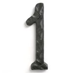 NACH Original Rustic Finish Cast Iron House Address Number for Outside or Inside, Decorative Mailbox Number for Outside, Maximum Rust Protection, 1, 5.5 inches, Black, JS-RUSTICNUMBER-1