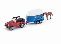 siku 1651, Jeep with Horse Trailer, Metal/Plastic, Multicolour, Incl. 1 toy horse, Opening loading flap