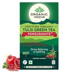 Organic India Tulsi Green Tea Pomegranate 25 Tea Bags- (Pack of 3)