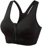 Post Surgery Bras for Women, Sports, Seamless Bra with Wide Back Support, Front Closure, Wide Straps, Non Wire, Bra for Mastectomy or Lumpectomy (UK, Alpha, Regular, Standard, Black M)