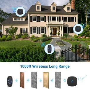 SECRUI Wireless Doorbell – Waterproof, Long Range, 58 Chimes, Black