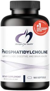 Designs for Health Phosphatidylcholine Softgels - Phosphatidyl Choline Supplement from Soy Lecithin to Support Liver + Brain Health (180 Softgels)