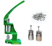 Saunit Clothing Button Machine for Ladies Fabric Button Making Machine Color in Green with 2 Dyes 22-14mm & 30-19mm Number + 1400 Plain Shells Upper & Lower Total 2800