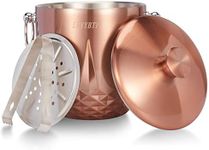 LRYYBTI Ice Bucket with Lid, Double Wall Stainless Steel insulated ice bucket, Champagne Bucket, Wine Bucket for parties, cocktail bar, Copper, 3L