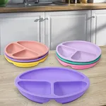 Fashionwu 3 PCs 8.3 Inch Silicone Plates with Suction, 100% Food Grade Silicone Toddler Plates Divided Design, BPA Free, Microwave and Dishwasher Safe for Toddler, Baby & Kids (Purple Green Pink)