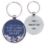 Christian Art Gifts Inspirational Scripture Keychain in Tin for Women: Trust in the Lord Bible Verse Accessory for Keys, Keyrings, Backpacks, Blue, Blue/Trust, Small