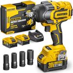 ALLOYPOWER Cordless Impact Wrench, 775 ft-lbs (1050N.m) High Torque Impact Wrench,1/2 Power Impact Wrenches Brushless, 2x 4.0Ah Batteries, 4 Sockets, Compact Electric Impact Wrench Set for Car Tire RV