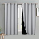 PONY DANCE Blackout Curtains for Bedroom - 100% Blackout Curtain Thermal with Black Liner Noise Reducing Home Décor Window Panels with Eyelets, 2 Panels, W 46" x D 54", Silver Grey