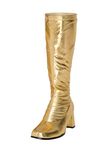 Ladies Womens Fancy Dress Party Go Go 1960s & 1970s Retro Look Girls Shoes | Lady Costume Heels Boots Zip Closure In Patent Colors Mid Block Heels 2.5inch (5 UK, Gold, numeric_5)