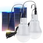 2 Pack Solar Powered Led Shed Light Bulb, TechKen Portable Lantern Lamp with Panel for Indoor Outdoor Kitchen Garden Patio Yard Hiking Camping Tent Fishing (UK1)