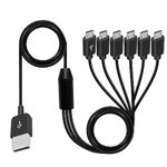 Poyiccot Micro USB Splitter Cable, Multi Micro USB Charging Cable, 6 in 1 Micro USB Charger Cable, USB 2.0 Type A Male to 6 Micro USB Male Y Splitter Charging Cable for Cell Phones and More 5ft