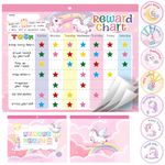 Magnetic Reward Chart for Kids at Home, Behavior Chart Pad with 26 Chore Charts, 1680 Star Stickers, 84 Motivational Stickers to Motivate Responsibility & Good Habits (Unicorn)