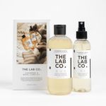 The Lab Co. Cashmere & Wool Care Kit. Non-Bio Laundry Detergent Wash 300ml and Fabric Freshener Mist 150ml for woollens, merino and mohair. Myrrh, Cinnamon and Cedarwood