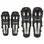 GES 4 PCS Motorbike Knee Pads, Adults Motocross Elbow Knee Shin Guard, Motocross Racing Guard Pads,Alloy Steel Motorcycle Protector Kit for Motocross, Skating, Cycling,ATV (Long)