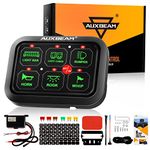 Auxbeam 6 Gang Switch Panel Automatic Dimmable GC60 Auxiliary 6 Gang Switch Controller for Truck ATV UTV SUV Offroad Car Marine, 12V 6 Switch Relay Panel Waterproof, 2 Years Warranty, Green Light