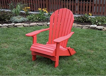 Bright RED-Poly Lumber Folding Adirondack Chair with Rolled Seating Heavy Duty Everlasting Lifetime PolyTuf HDPE - Made in USA - Amish Crafted