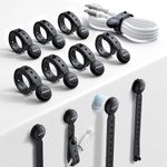 JOYROOM 12PCS Silicone Magnetic Cable Ties, Reusable & Adjustable Cord Organizers with Buckle Holes, Elastic Cord Ties Reusable Cable Management Ties for Home & Office (Black)