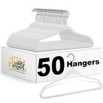 50 Quality Plastic Non Velvet Non-Flocked Thin Compact Hangers White Swivel Hook- (50)