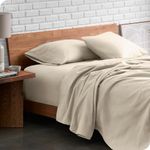 Bare Home Flannel Sheet Set 100% Cotton, Velvety Soft Heavyweight - Double Brushed Flannel - Deep Pocket (Queen, Sand)