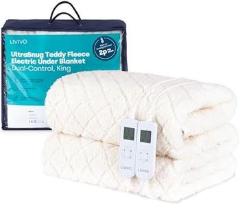 LIVIVO UltraSnug Teddy Fleece Electric Underblanket King - Dual Control Heated Mattress Topper with 10 Temperature Settings-Timer, Easy Fit Straps - Machine Washable (Dual Control King)