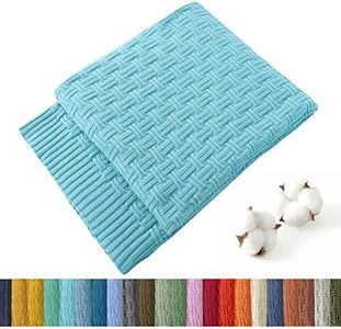 TREELY Cable Throw Blanket for Couch and Bed, Soft Cozy Fall Knit Blanket, Farmhouse Warm Knitted Throw Blankets for Winter (50 x 60 Inches, Turquoise)