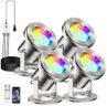 LyLmLe LED Pond Lights with APP Control, 6W SS316 Stainless Steel RGB Underwater Fountain Light with 12V Transformer, IP68 Waterproof Outdoor Underwater Lights for Pond Waterfall, Black Wire(4-Spots)