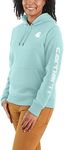 Carhartt Women's Clarksburg Graphic Sleeve Pullover Sweatshirt (Regular and Plus Sizes), Pastel Turquoise, Small