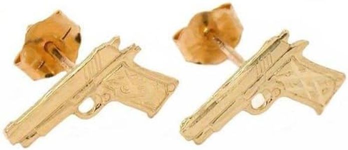 14k Gold Semi-Automatic Handgun Earrings 7mm