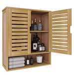 SMIBUY Bathroom Cabinet Wall Mounted, Bamboo Over-The-Toilet Storage Organizer, Space Saver Medicine Cabinet with 2 Door and Adjustable Shelves (Natural)