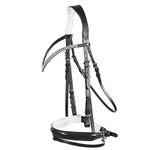 HORZE Grayson Classic Dressage Ergonomic Bridle - Black/White - Warmblood