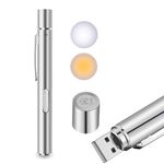 NEXT GEEK Pen Torch for Doctors, Nurses Dual Light Yellow & White Soft Light for Checking Oral, Pupil, Eyes, Ears, Nasal Cavity etc Rechargeable Silver ipx6 Waterproof