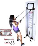 Tower 200 Complete Door Gym Full Body Workout | Home Gym Fitness Exercise System Total Body Strength Training | Includes Heavy Duty Resistance Bands, Straight Bar, 2x Hand Grips, 2x Ankles Straps, DVD