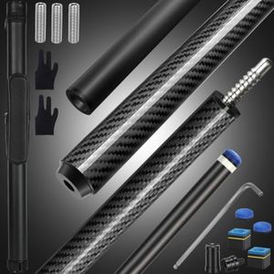 AKLOT Carbon Fiber Pool Cue, Adjustable Pool Cues Sticks Set Low Deflection 58 inch Billiard Cue 18~21oz for Billiards with Case, Joint Protector,2 Tips Replacement,3 Weight Bolt