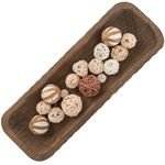 Hanobe Decorative Wood Dough Bowl: Wooden Centerpiece Table Decorations Natural Candle Holder Tray Decor Rustic Brown Hand Turned Trough Centerpieces for Dining Room Kitchen 22"