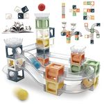 Magnetic Blocks Marble Run for 3-8 Year Old, Montessori Sensory Magnetic Cube Stacking Blocks Activity Toys for Toddlers, Development Concentration and Learning Fine Motor Skills Toys for 3-8 Kids