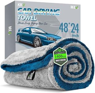KKV Full-Sized SUV Drying Towel, 48”x24” Dual Sided Microfiber Car Cleaning Towel with Twisting Yarn Technique, 1400GSM Super Absorbent, Scratch-Free, Machine Washable (LightGrey-MarineBlue)