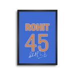 LAMRON Rohit Sharma Classic Jersey Wall Decoration Art Framed Poster, 12 Inch x 18 Inch, Matt Laminated Poster with 0.5 Inch Black Wooden Frame