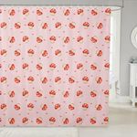 Feelyou Kids Cute Mushroom Fabric Shower Curtain Cartoon Shower Curtain for Boys Teens Decor Heart Bathroom Waterproof Accessories with 12 Hooks Pink Curtains Bedroom Kawaii Curtains,72x72 Inches