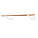 GYMAX Single Ballet Barre, 4FT Wall-Mounted Ballet Bar, Beech Wood Fitness Dance Bars for Stretch, Yoga & Workout (White)