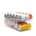 AyeVision Fridge Cans Tins Rolling Shelf Dispenser, 2-Layer Scrolling Cans Holder Tins Rack Fridge Storage Organiser Bin for Cupboard Pantry Refrigerator Freezer