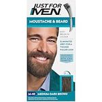 Just For Men Moustache & Beard Medium-Dark Brown Dye, Eliminates Grey For a Thicker & Fuller Look With An Applicator Brush Included – M-40 Medium-Dark Brown