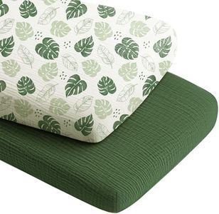 Konssy Muslin Bassinet Sheets for Baby Boys and Girls, 2 Pack, 33"x21"