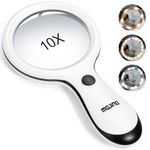 Magnifying Glass with Light, MOJINO 10X Illuminated Lighted Large Handheld Reading Magnifier Glasses with 18 LED Lights for Macular Degeneration, Seniors & Kids Reading, Inspection, Coins, Jewelry, Exploring