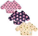 3 Pcs Long Sleeved Bib Set|Baby Waterproof Bibs with Pocket Bundle|Toddler Bib with Sleeves|Stain Resistance Smock 6-24 Month, Octopus-panda-bee