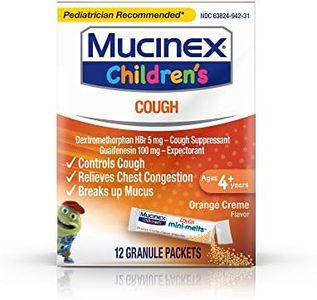 Mucinex Children's Chest Congestion Expectorant and Cough Suppressant Mini-Melts, Orange Cream, 12 Count (Packaging May Vary)
