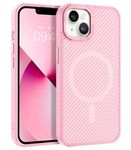 BENTOBEN for Magnetic iPhone 13 Case, Phone Case iPhone 14 [Compatible with MagSafe] Slim Fit Smooth Carbon Fiber Shockproof Women Men Girls Boys Protective Cover for iPhone 13 and 14 6.1", Light Pink