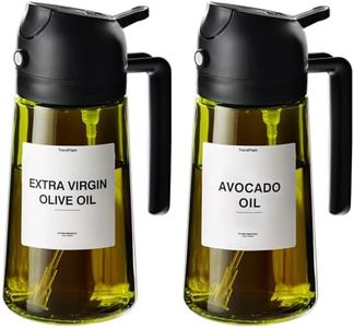 TrendPlain - Original 16oz/470ml Olive Oil Dispenser Bottle for Kitchen Gadgets and Air Fryer Accessories - Olive Oil Sprayer for Cooking w/Stickers - 2 Black