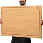 36 x 24 Extra Large Bamboo Cutting Board for Kitchen, Cutting Board Stove Top Cover with Handle, Butcher Block Chopping Board with Juice Groove, Large Charcuterie Board, Over the Sink Cutting Board